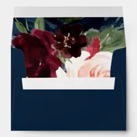 Navy Floral Burgundy Envelope