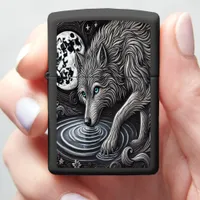 White Wolf by Moonlight Zippo Lighter