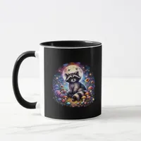 Whimsigoth Raccoon By Moonlight, Cute Colorful Fan Mug