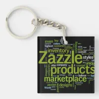 Zazzle Word Cloud - Green and Black Keychain