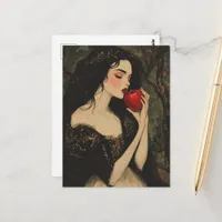 Beautiful Woman With a Red Apple Vintage Fairytale Postcard