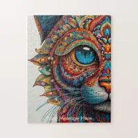Mystic Boho Feline Cat Mandala Jigsaw Puzzle