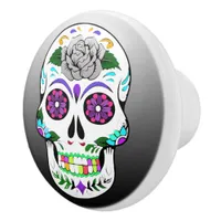Black Purple Sugar Skull Decorative Ceramic Knob