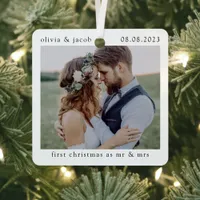 First Christmas as Mr & Mrs Wedding Photo Keepsake Metal Ornament