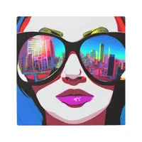 City Reflection in Sunglasses Woman Metal Print