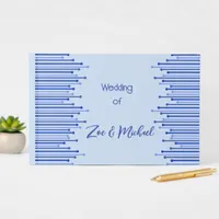 Modern stripe pattern on pale blue  guest book