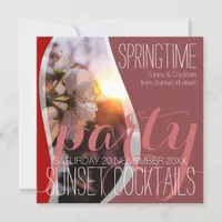 Sunset Spring Blossoms Cocktail Party Invitations