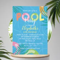 Bright Tropical Summer Fun Birthday Pool Party Invitation