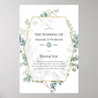 Watercolor Eucalyptus Geometric Wedding Welcome Poster