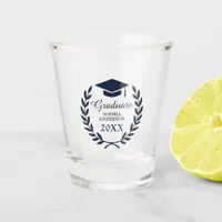 Custom Name Navy Blue Grad Party Premium Souvenir Shot Glass