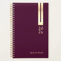 Shiny Vintage Burgundy Wine & Gold Non Dated Planner