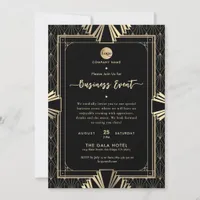 Professional Art Deco Black & Gold Business Event Invitation