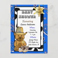 Lil Sheriff Teddy Bear Cowboy Baby Shower Invite