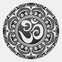 Lotus Tribal Black+White Om Spiritual Art Sticker