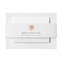 Elegant Pampas Grass Wildflower Boho Wedding Invitation Belly Band