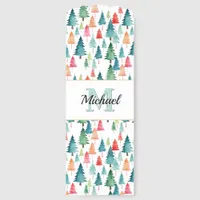 Christmas Trees Festive Watercolor Monogrammed Bookmarks