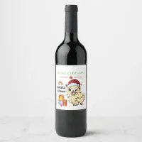 Christmas Llama Wine Label