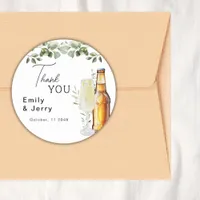 Bubbles And Breews Wedding Shower Thank You Classic Round Sticker