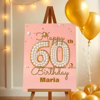 Soft Pink and Shiny Gold 60th Birthday Celebration Foam Board