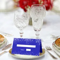 Birthday party royal blue silver glitter sparkles place card