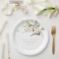 Pearl Blush Floral Elegance Motif Wedding ID989 Paper Plates