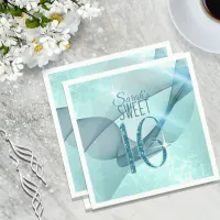 Sparkling Swirls Sweet Sixteen Teal ID652 Napkins