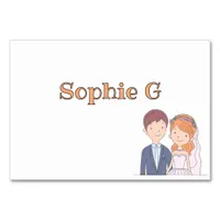 Simple, Cartoon-Iike  Spouses Wedding Place Card