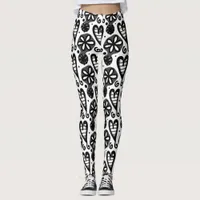 Black and White Heart Leggings