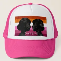 Lesbian Flag with Two Woman Silhouettes  Trucker Hat