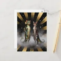 Mythical Cat-Dragon Creatures Postcard