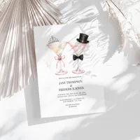 Elegant Bride Groom Martini Cocktail Wedding Invitation