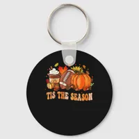 Pumpkin Spice Football Tis The Season Keychain