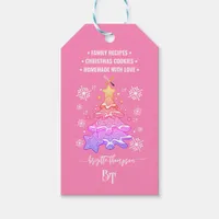 Pink Christmas Tree Cookie Snowflake Promo QR Code Gift Tags