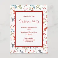 Christmas party red white blue classic invitation postcard