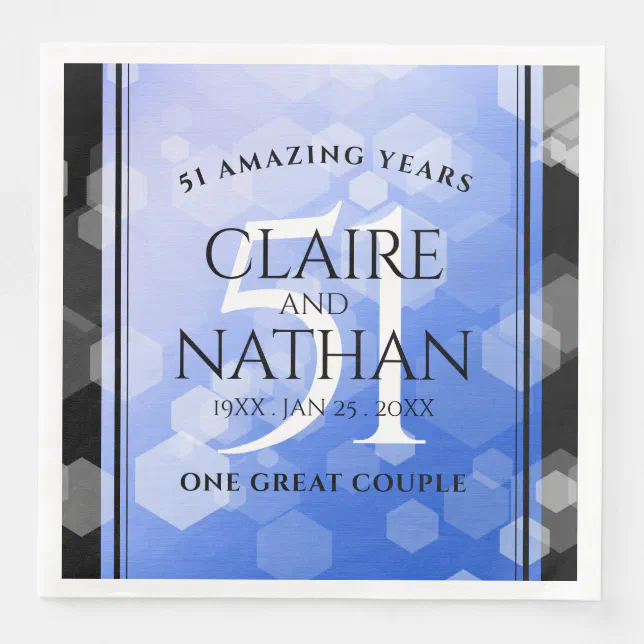 Elegant 51st Sapphire Wedding Anniversary Paper Dinner Napkins