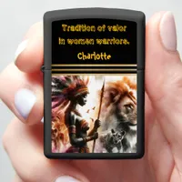 A brave warrior stands strong among beasts zippo lighter