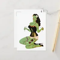 Sexy Halloween Retro Zombie Pinup  Postcard