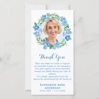 Forget Me Knot Flowers Photo Memorial Funeral Thank You Card