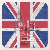 Flag and Symbols of Great Britain ID154 Square Paper Coaster