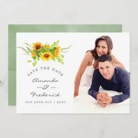 Watercolor Boho Sunflowers Wedding Save the Date Invitation