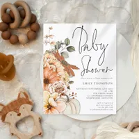 Budget Pumpkin Florals Baby Shower Invitation