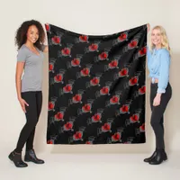 Goth Heart with Bat Wings Fleece Blanket