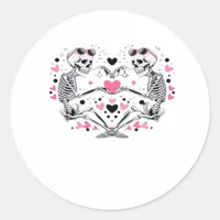 Skeleton Heart Hands Viral Trendy Vibe Classic Round Sticker