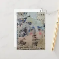 abstract person face verbs music collage postcard