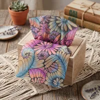 Psychedelic Boho Neon Swirl Floral Boutique Tissue Paper