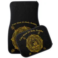 Golden Buddha Surrounded by Intricate Patterns Car Floor Mat