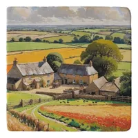 Scenery Country Farm Rural Landscape Illustrated Trivet