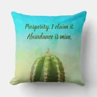 Prosperity Mantra Cactus With Customizable Text Throw Pillow