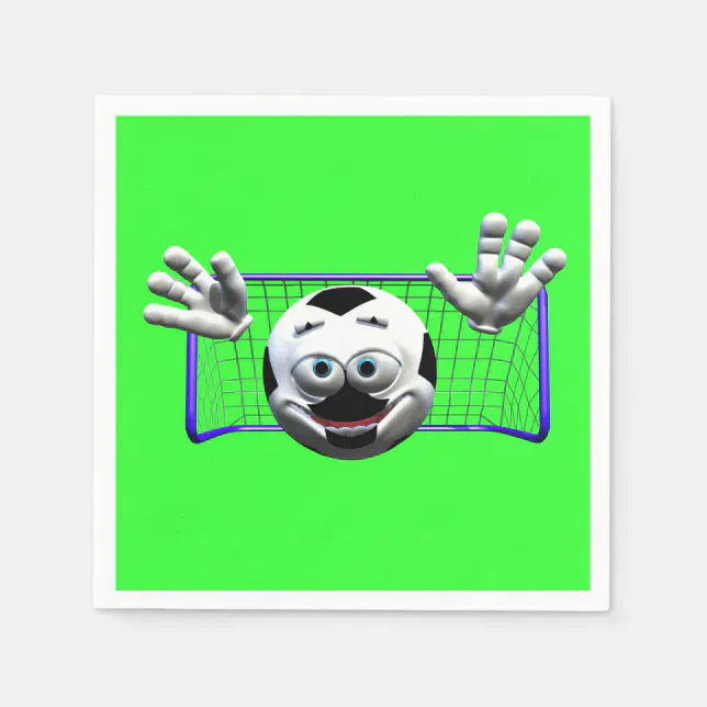 Funny Cartoon Soccer Ball Paper Napkins