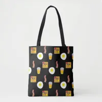 Cute Cartoon Fried Egg, Bacon and Waffles Tote Bag